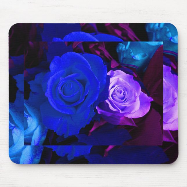 Blue Purple Rose Mouse Mat (Front)