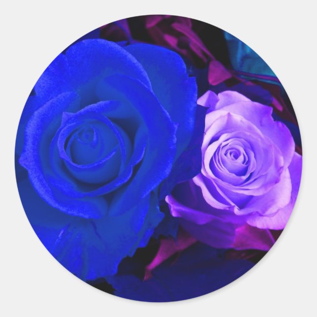 Blue Purple Roses Sticker - Customisable (Front)