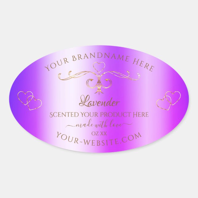 Blue Purple Shimmery Gold Ornate Product Labels (Front)