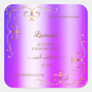 Blue Purple Shimmery Gold Ornate Product Labels