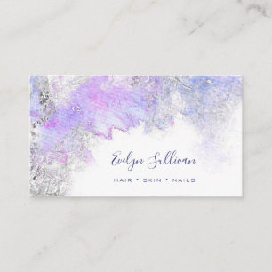 blue purple silver watercolor business card