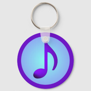 Blue Purple Single Elegant Music Note Key Ring