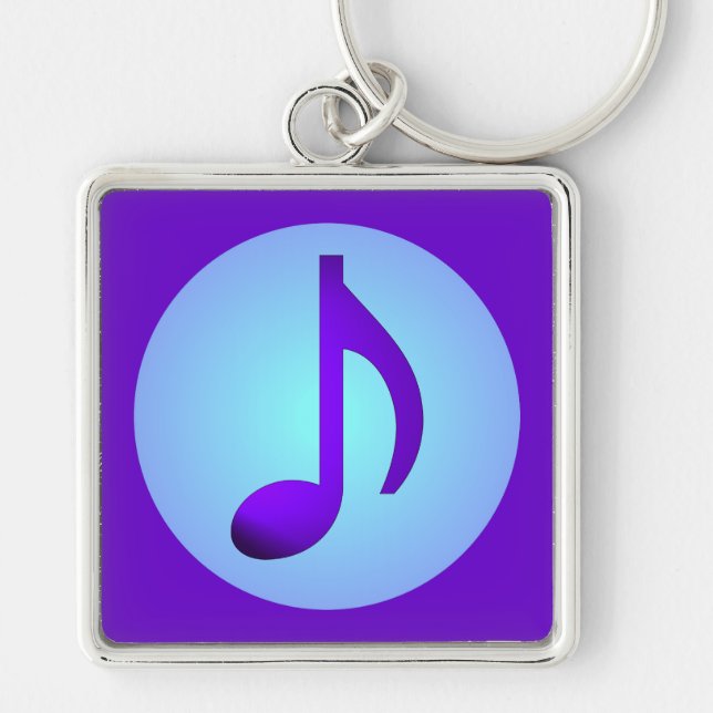 Blue Purple Single Simply Elegant Music Note Key Ring (Front)