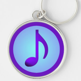 Blue Purple Single Simply Elegant Music Note Key Ring