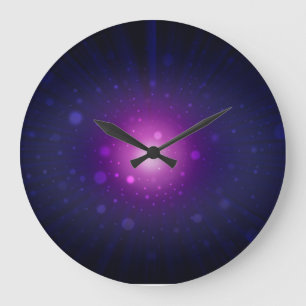 Blue Purple Space Galaxy Stars Abstract Large Clock