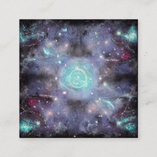 Blue Purple Space Grunge Background Square Business Card