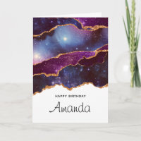 Blue & Purple Space & Stars Modern Agate Birthday