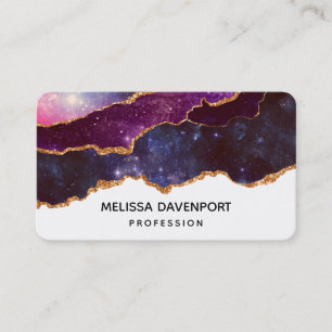 Blue & Purple Space & Stars Modern Agate Business Card