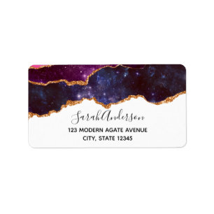 Blue & Purple Space & Stars Modern Agate Label