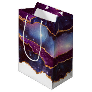 Blue & Purple Space & Stars Modern Agate Medium Gift Bag