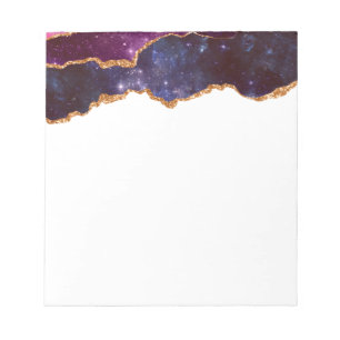 Blue & Purple Space & Stars Modern Agate Notepad