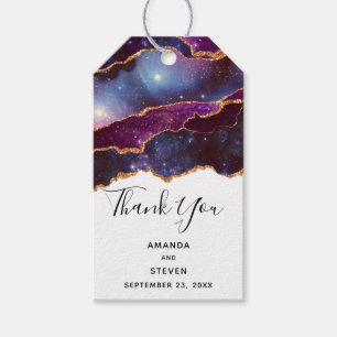 Blue & Purple Space & Stars Modern Agate Wedding Gift Tags