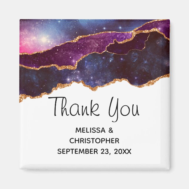 Blue & Purple Space & Stars Modern Agate Wedding Magnet (Front)