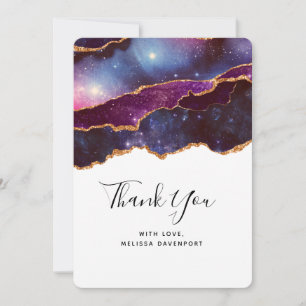 Blue & Purple Space & Stars Modern Thank You Card