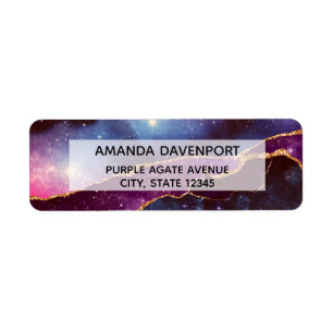 Blue & Purple Space & Stars with Gold Ribbon