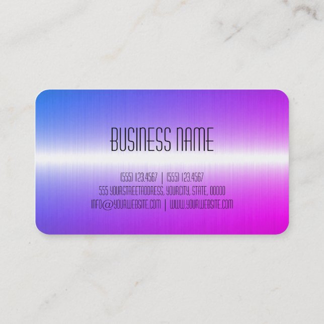 Blue Purple Stainless Steel Metal Business Card (Back)