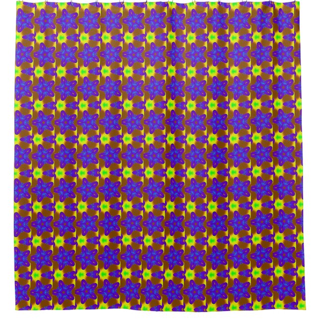 blue/purple stars pattern shower curtain (Front)