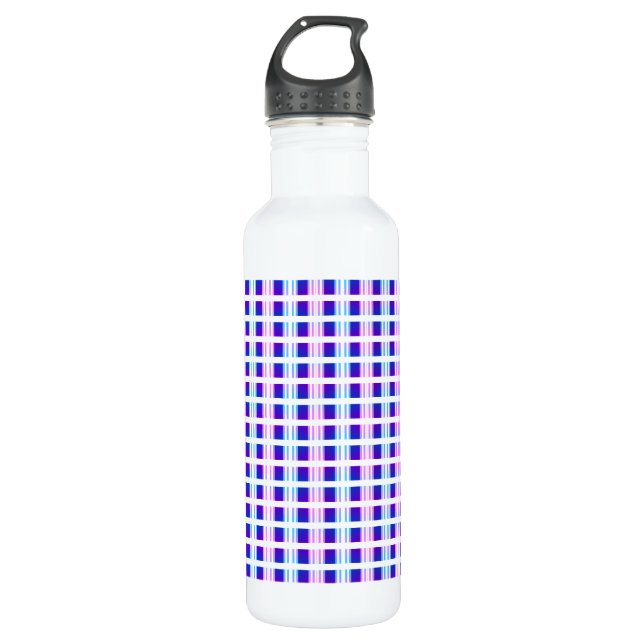 blue & purple striped electric retro  710 ml water bottle (Front)