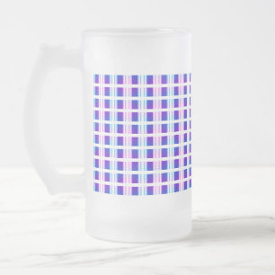 blue & purple striped electric retro frosted glass beer mug
