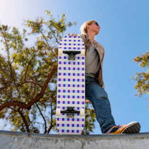 blue & purple striped electric retro skateboard