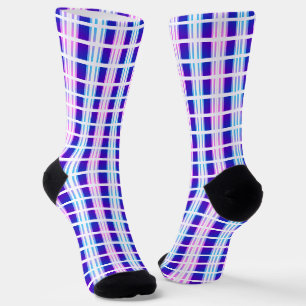 blue & purple striped electric retro socks