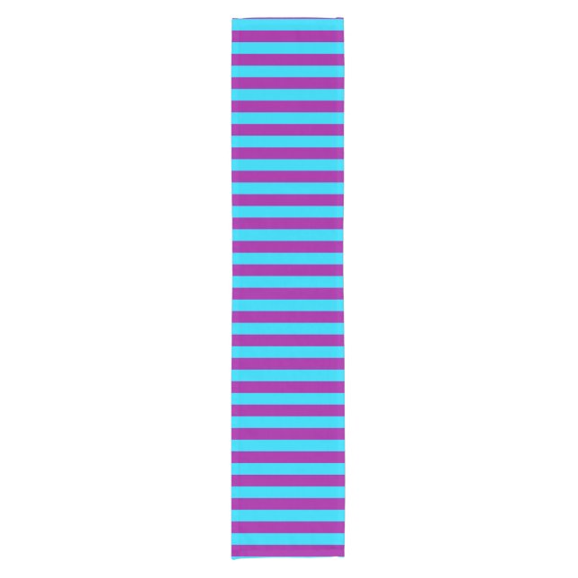 Blue Purple Stripes Design  Short Table Runner (Front)