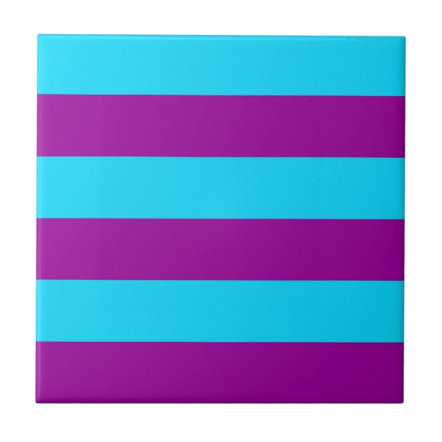 Blue Purple Stripes Design  Tile (Front)