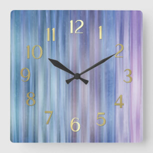 Blue Purple Stripes Square Wall Clock