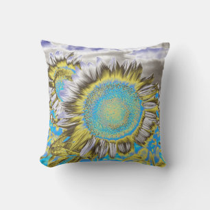 Blue Purple Sunflower Cushion