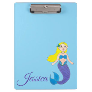 Blue Purple Swimming Ocean Mermaid Personalised Clipboard