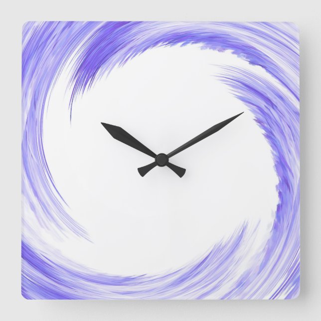 Blue Purple Swirl Abstract Art Square Wall Clock (Front)