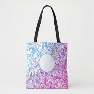 Blue Purple Swirl Customisable Colourful Modern Tote Bag