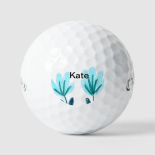 Blue purple t floral watercolor add name text thro golf balls