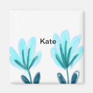Blue purple t floral watercolor add name text thro magnet