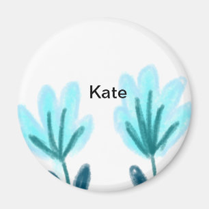 Blue purple t floral watercolor add name text thro magnet