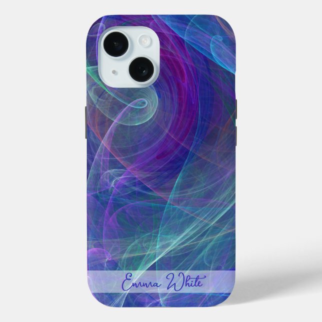 Blue Purple Teal Airy Abstraction Monogram Case-Mate iPhone Case (Back)