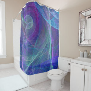 Blue Purple Teal Airy Abstraction Shower Curtain