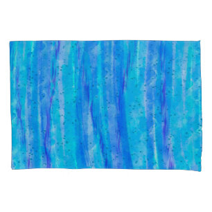 Blue, Purple, Teal, Aqua Abstract Waves Coastal    Pillowcase