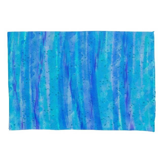 Blue, Purple, Teal, Aqua Abstract Waves Coastal    Pillowcase (Front)