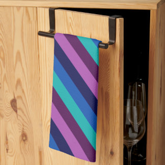 Blue Purple Teal Stripes Kitchen Towel