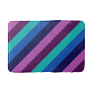 Blue Purple Teal Stripes Medium Bath Mat