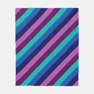 Blue Purple Teal Stripes Medium Fleece Blanket