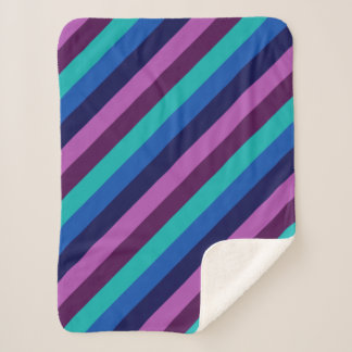 Blue Purple Teal Stripes Small Sherpa Blanket