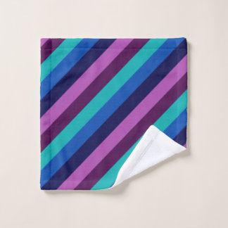 Blue Purple Teal Stripes Washcloth Wash Cloth