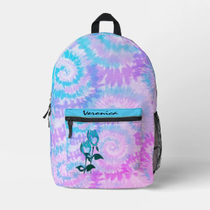 Blue Purple Tie Dye Printed Backpack