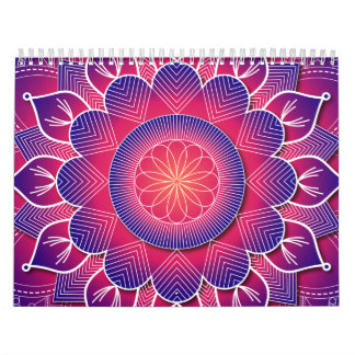 Blue Purple Traditional Mandala Design Calendar