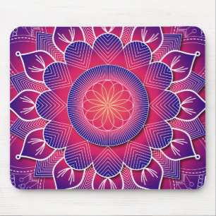 Blue Purple Traditional Mandala Design Mouse Mat