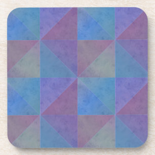 Blue Purple Triangles Geometric Pattern Coaster