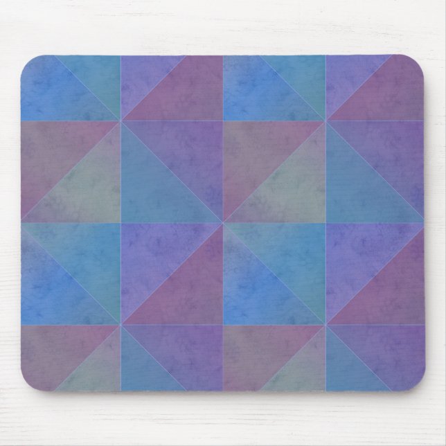 Blue Purple Triangles Geometric Pattern Mouse Mat (Front)