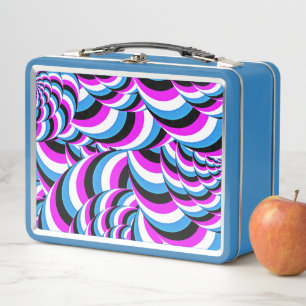 Blue Purple Tubular Swirls Geo Design Metal Lunch Box